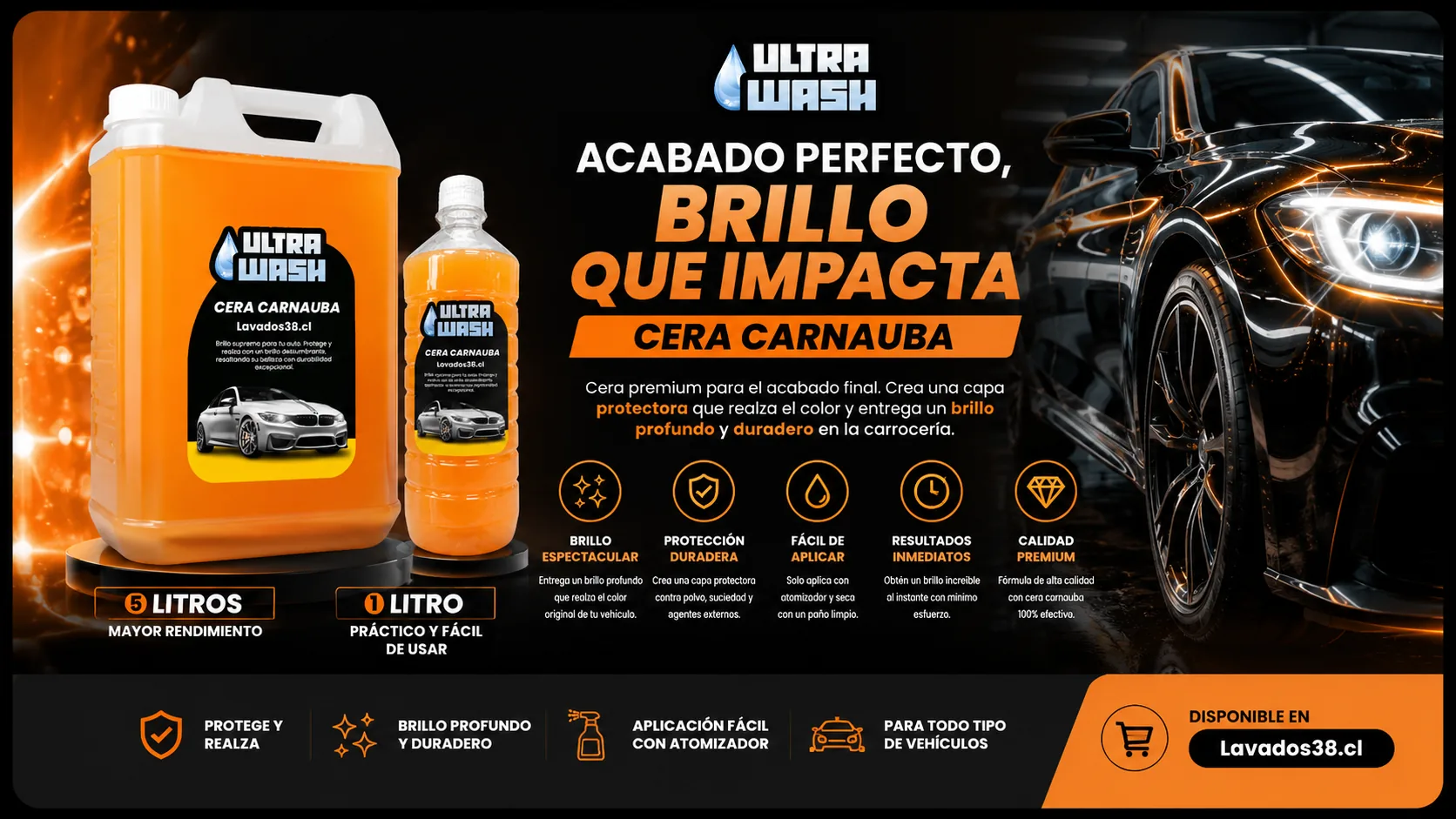 Cera Líquida de Carnauba para Brillo Espejo