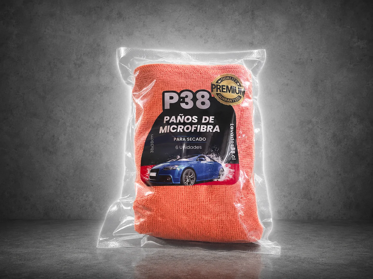 Paños de Microfibra para Autos 38x38 cm Pack 6